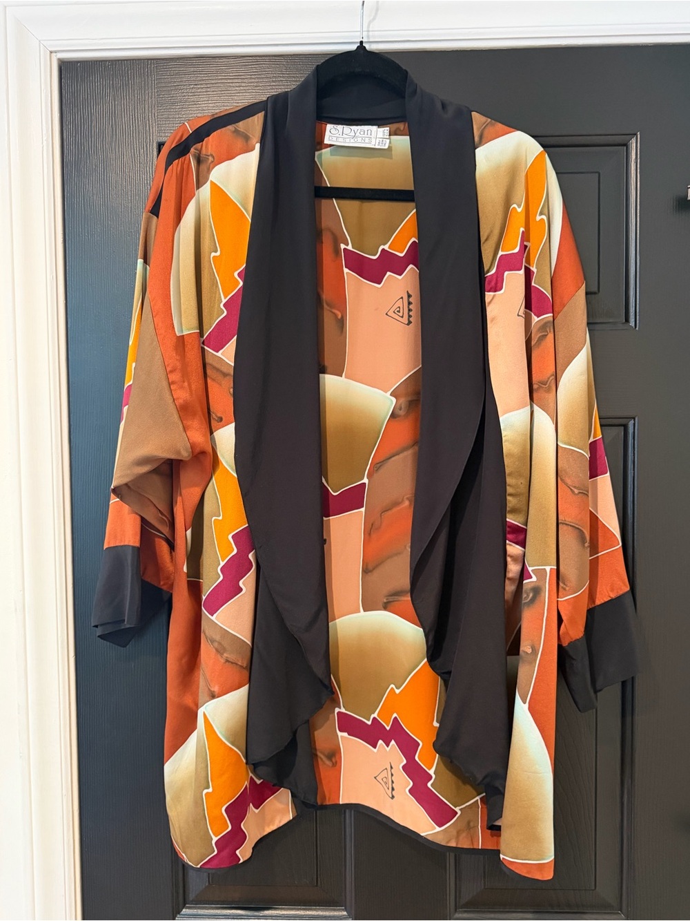 Vintage S. Ryan Designs Silk Kimono Jacket Wearable Art Boho Duster Lagenlook